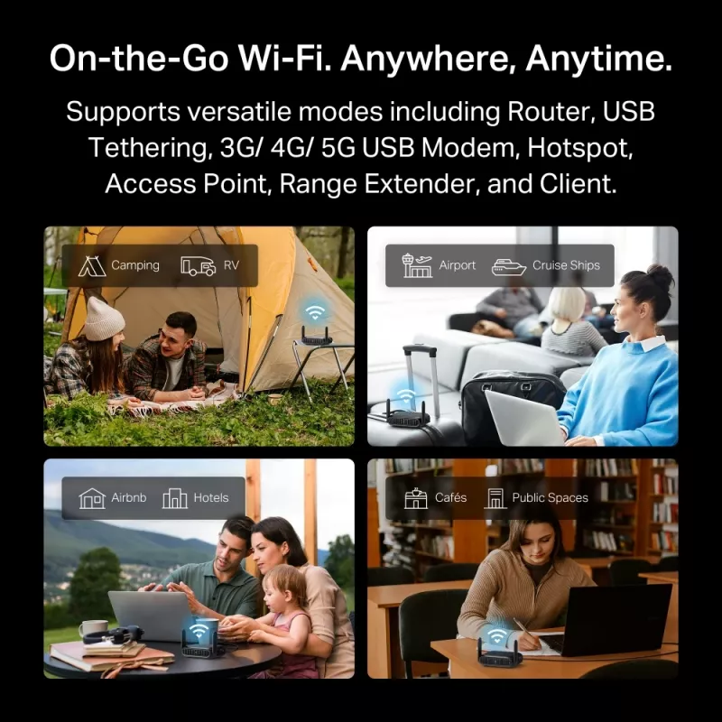 TP-Link BE3600 Wi-Fi 7 bezvadu maršrutētājs 2,5 gigabaitu Ethernet divjoslu (2,4 GHz / 5 GHz) melns