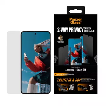 Ekrāna aizsargs PanzerGlass 2-Way Privacy Samsung New Galaxy S 2026, Ultra-Wide Fit, PET + silikons, izturīgs pret skrāpējumiem un triecieniem