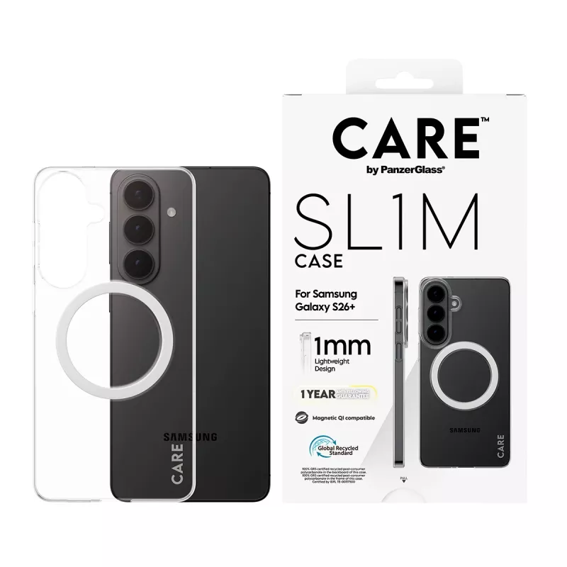 PanzerGlass CARE™ SL1M caurspīdīgs aizsargvāciņš ar Qi Samsung Galaxy S26+ (6.7 collas)