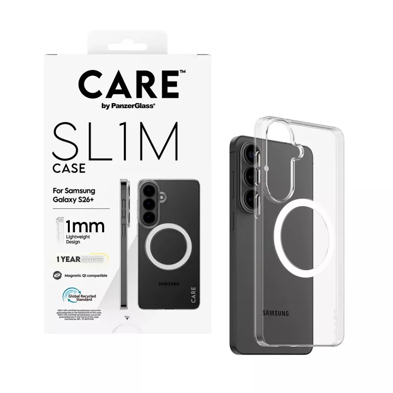 PanzerGlass CARE™ SL1M caurspīdīgs aizsargvāciņš ar Qi Samsung Galaxy S26+ (6.7 collas)