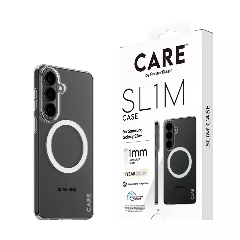 PanzerGlass CARE™ SL1M caurspīdīgs aizsargvāciņš ar Qi Samsung Galaxy S26+ (6.7 collas)