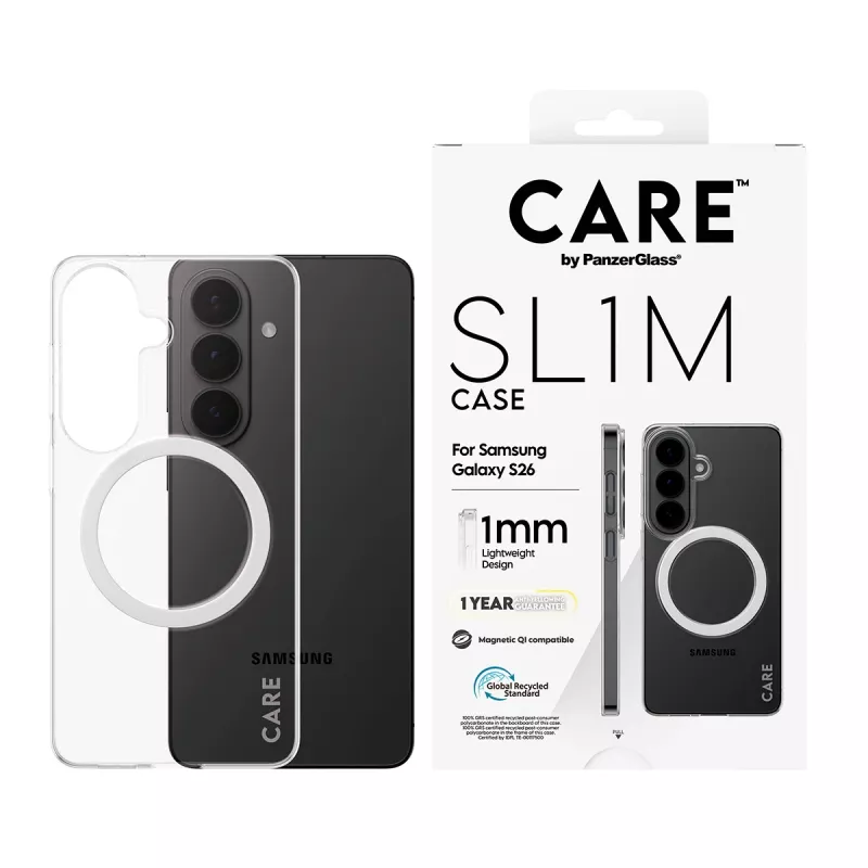 PanzerGlass CARE™ SL1M caurspīdīgs aizsargapvalks ar Qi Samsung Galaxy S26, piemērots līdz 16 cm (6,3 collu) ekrānam