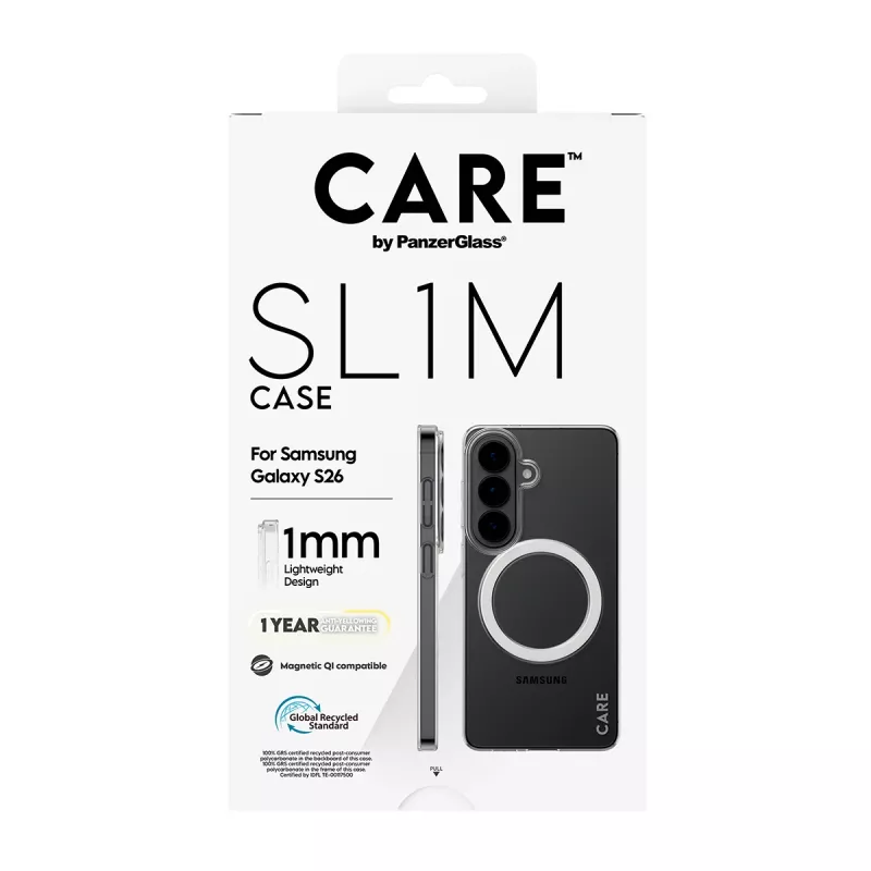 PanzerGlass CARE™ SL1M caurspīdīgs aizsargapvalks ar Qi Samsung Galaxy S26, piemērots līdz 16 cm (6,3 collu) ekrānam