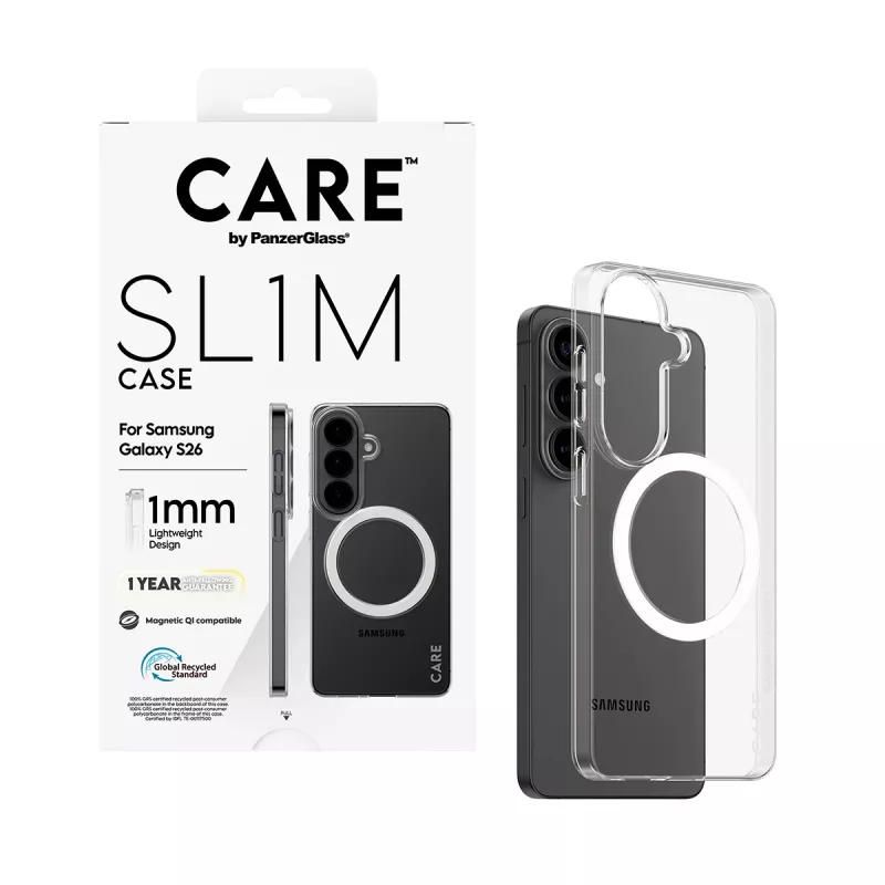 PanzerGlass CARE™ SL1M caurspīdīgs aizsargapvalks ar Qi Samsung Galaxy S26, piemērots līdz 16 cm (6,3 collu) ekrānam