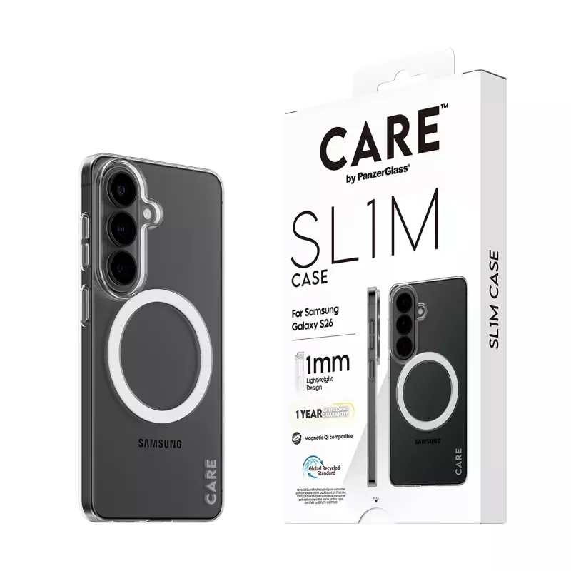PanzerGlass CARE™ SL1M caurspīdīgs aizsargapvalks ar Qi Samsung Galaxy S26, piemērots līdz 16 cm (6,3 collu) ekrānam