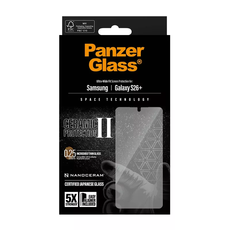 PanzerGlass ® Keramikas ekrāna aizsargs Samsung Galaxy S26+ | Ultra-Wide Fit ar EasyAligner
