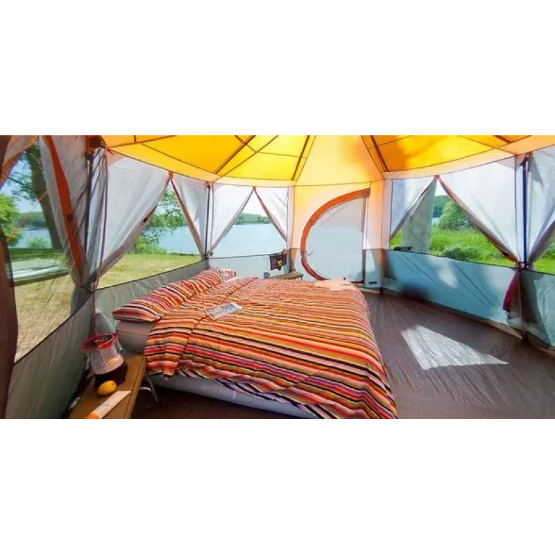 Coleman telts Cortes Octagon 8 — 8 personām, ciets rāmis, 15,7 m², pelēks/oranžs
