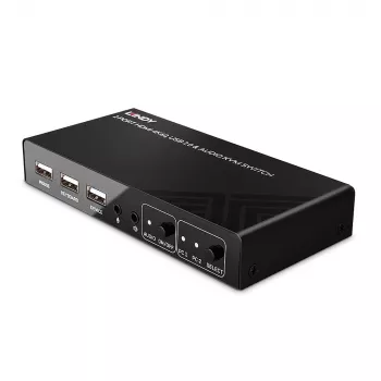 Lindy 2 Portu HDMI 4K60, USB 2.0 un Audio KVM Slēdzis, 4096 x 2160 pikseļi, 4K Ultra HD, Melns