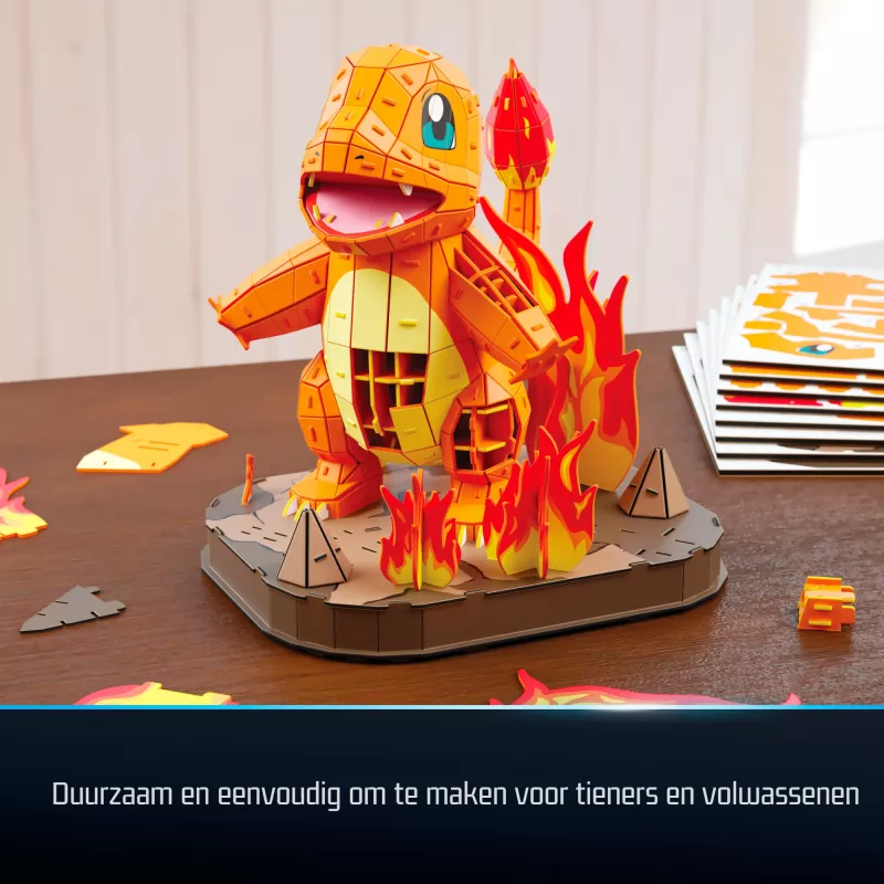 4D Build, Pokémon Charmander 3D modeļa komplekts, Pokémon figūra, Kanto pirmā partnera kolekcija, galda dekors, 241 gabali, vecumam no 12 gadiem un vairāk