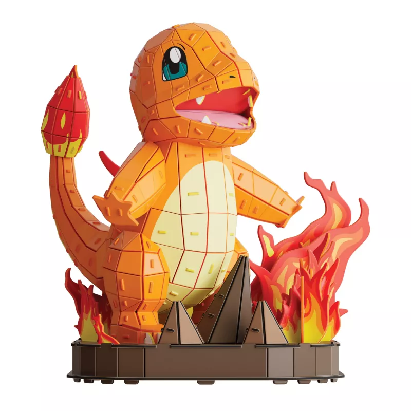 4D Build, Pokémon Charmander 3D modeļa komplekts, Pokémon figūra, Kanto pirmā partnera kolekcija, galda dekors, 241 gabali, vecumam no 12 gadiem un vairāk