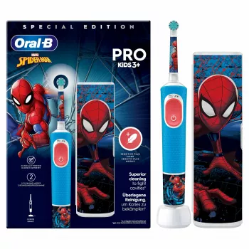 Oral-B Vitality Pro Kids Spiderman bērnu rotējoši-oscilējoša zobu birste zila, sarkana