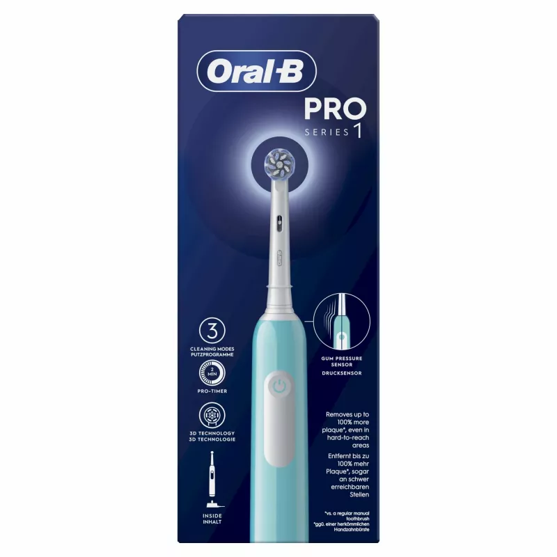 Oral-B Pro 1 Sensitive Clean pieaugušo rotējoši oscilējoša zobu birste zilā krāsā