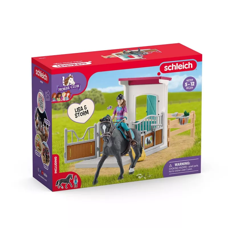 Schleich HORSE CLUB rotaļu zirgu kastes komplekts ar Līsas figūru un Storm zirgu, fermas rotaļu komplekts, ieteicamais vecums 5–12