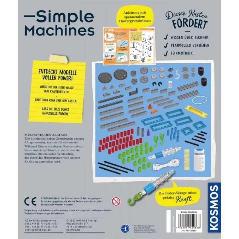 Kosmos Simple Machines, Eksperimentu komplekts, Fizika, 8 gadi, Daudzkrāsains