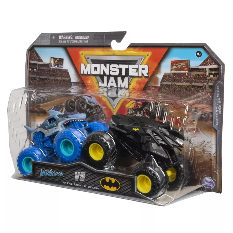Monster Jam, oficiālais Batman pret Megalodon metāla monstru kravas auto, mērogs 1:64, bērnu rotaļlietas zēniem no 3 gadu vecuma