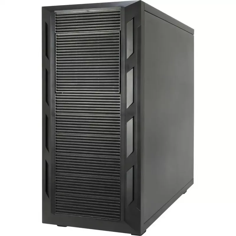 Datora korpuss INTER-TECH 88887382 Micro Tower melns — Micro Tower, atbalsta ATX/EATX/SSI EEB/Micro ATX/Mini-ITX, 7×3,5 collu nodalījumi, 2×2,5 collu nodalījumi, 10×5,25 collu nodalījumi, 2×USB 3.2 Gen1
