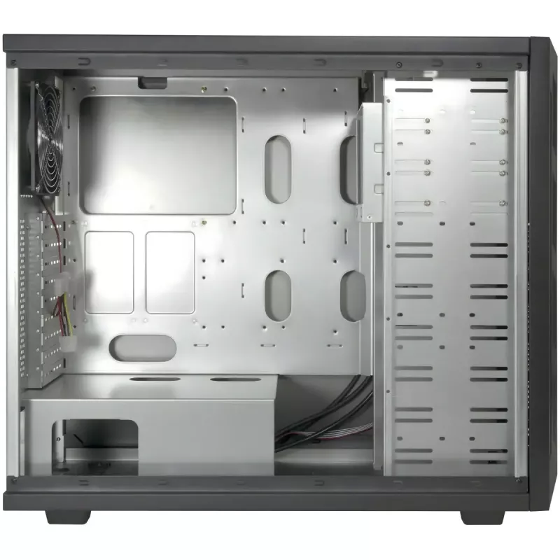 Datora korpuss INTER-TECH 88887382 Micro Tower melns — Micro Tower, atbalsta ATX/EATX/SSI EEB/Micro ATX/Mini-ITX, 7×3,5 collu nodalījumi, 2×2,5 collu nodalījumi, 10×5,25 collu nodalījumi, 2×USB 3.2 Gen1