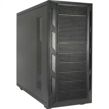 Datora korpuss INTER-TECH 88887382 Micro Tower melns — Micro Tower, atbalsta ATX/EATX/SSI EEB/Micro ATX/Mini-ITX, 7×3,5 collu nodalījumi, 2×2,5 collu nodalījumi, 10×5,25 collu nodalījumi, 2×USB 3.2 Gen1