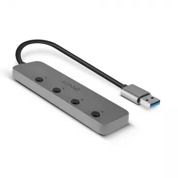 Lindy 4 portu USB 3.0 centrmezgls ar ieslēgšanas/izslēgšanas slēdžiem