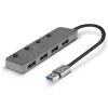 Lindy 4 portu USB 3.0 centrmezgls ar ieslēgšanas/izslēgšanas slēdžiem