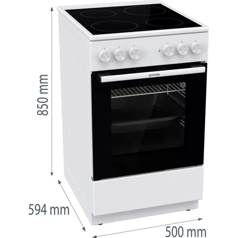 Gorenje GEC5A21WG Brīvi stāvoša plīts Elektriskā Keramiskā plīts virsma Balta