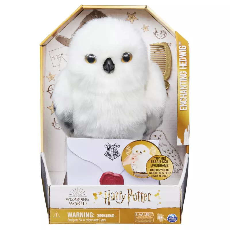 Wizarding World Harry Potter, Enchanting Hedwig interaktīvā pūce ar vairāk nekā 15 skaņām un kustībām un Cūkkārpas aploksne, bērnu rotaļlietas vecumam no 5 gadiem