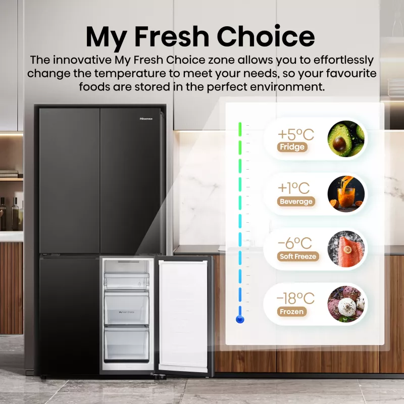 Hisense RQ5P470SAFD Brīvstāvošs 483 L Melns, nerūsējošais tērauds