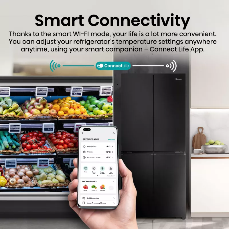 Hisense RQ5P470SAFD Brīvstāvošs 483 L Melns, nerūsējošais tērauds