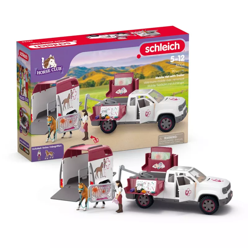 schleich HORSE CLUB Mobilais veterinārārsts ar piekabi, dzīvnieks, zirgi, 5 gadi, daudzkrāsains