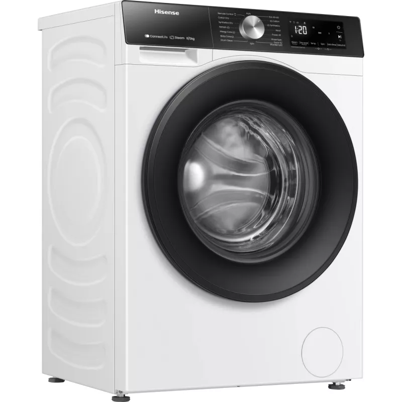 Hisense WD3S8043BW3 veļas mazgājamā mašīna ar žāvētāju, brīvi stāvoša, ar priekšējo ielādi, balta