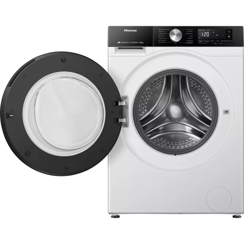 Hisense WD3S8043BW3 veļas mazgājamā mašīna ar žāvētāju, brīvi stāvoša, ar priekšējo ielādi, balta