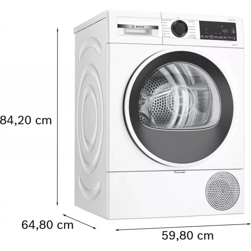 Bosch Serie 6 WQG241001 veļas žāvētājs Brīvstāvošs Ar priekšējo ielādi 9 kg Balts