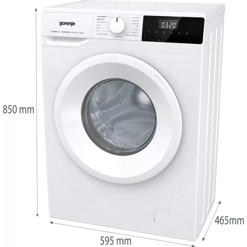 Gorenje WNHPI62SCPS/DE veļas mašīna Ielādējama no priekšas 6 kg 1200 RPM Balta
