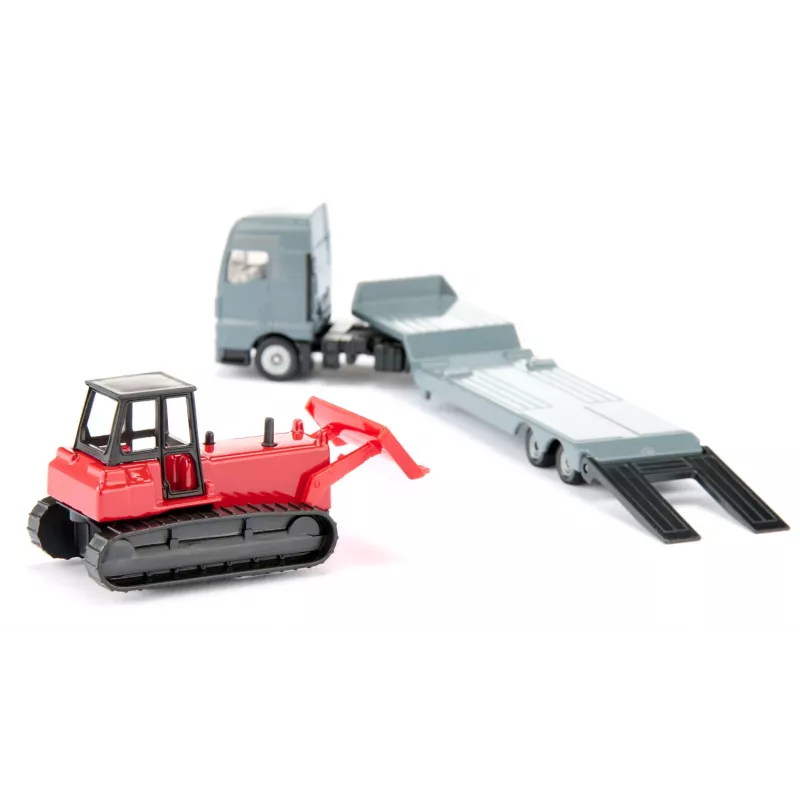 Siku MAN kravas automašīna ar buldozeru, kravas automašīnas/piekabes modelis, 1:87, MAN, pelēka, sarkana, Ķīna