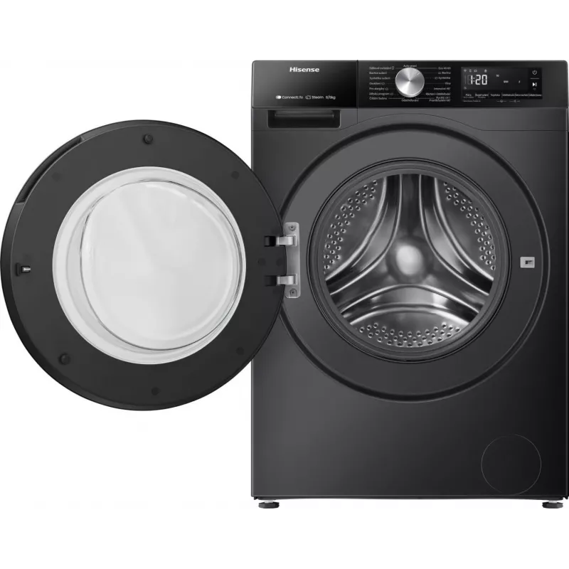 Hisense WD3S8043BB3 veļas mazgājamā un žāvējamā mašīna Brīvi stāvoša Ar priekšējo ielādi Melna