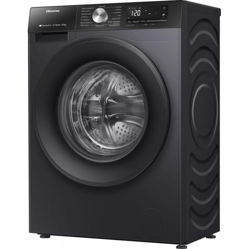 Hisense WD3S8043BB3 veļas mazgājamā un žāvējamā mašīna Brīvi stāvoša Ar priekšējo ielādi Melna