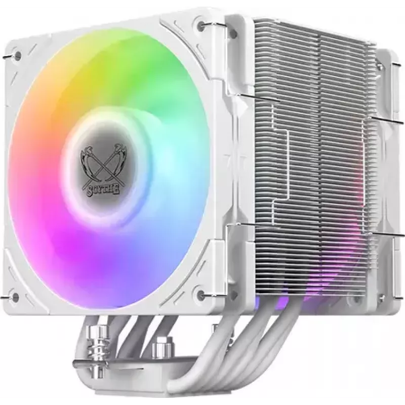 CPU dzesētājs SCYTHE Mugen 6 Dual Fan balta ARGB Edition, divi 120 mm ventilatori, balta apdare