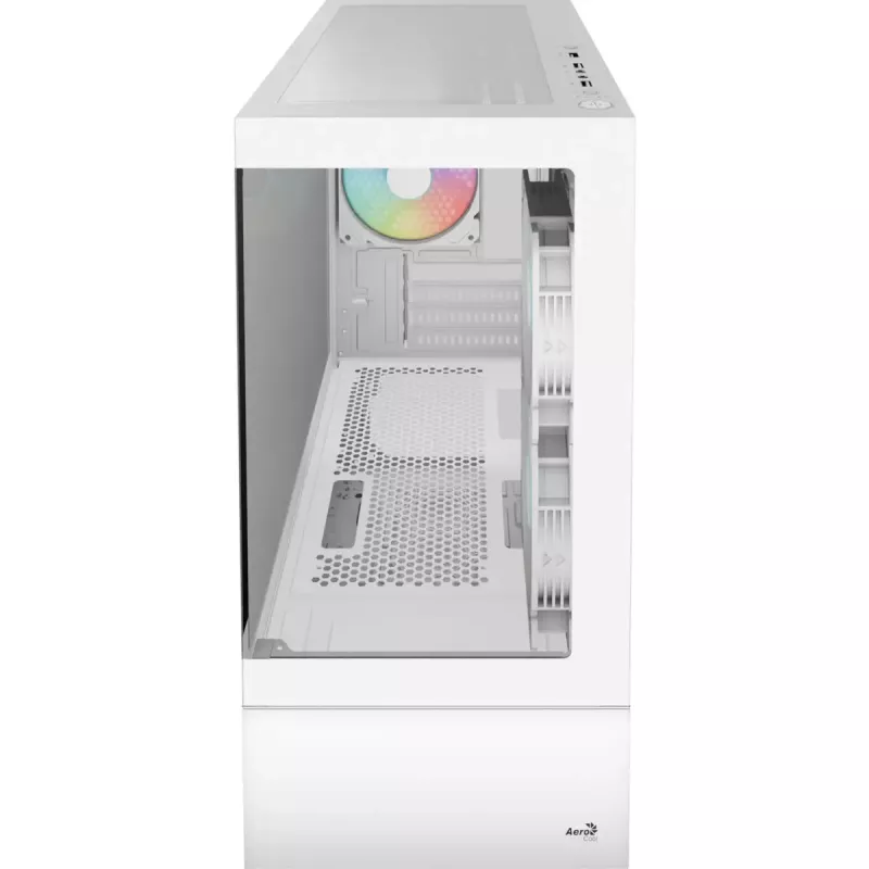 Torņa datora korpuss AEROCOOL Viewport Mini-G-WT-v4 ARGB ar diviem rūdīta stikla paneļiem, balts