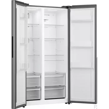 Gorenje Side by side NRS917E41X SI, Brīvi stāvošs, Amerikāņu durvis, Pelēks, 2 durvis, Skārienvadība, LED