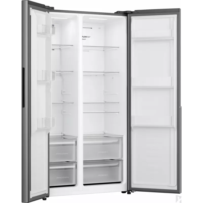 Gorenje Side by side NRS917E41X SI, Brīvi stāvošs, Amerikāņu durvis, Pelēks, 2 durvis, Skārienvadība, LED