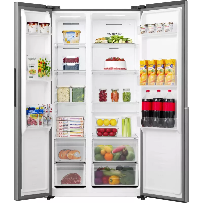 Gorenje Side by side NRS917E41X SI, Brīvi stāvošs, Amerikāņu durvis, Pelēks, 2 durvis, Skārienvadība, LED