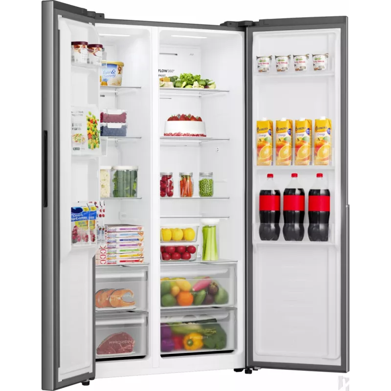 Gorenje Side by side NRS917E41X SI, Brīvi stāvošs, Amerikāņu durvis, Pelēks, 2 durvis, Skārienvadība, LED