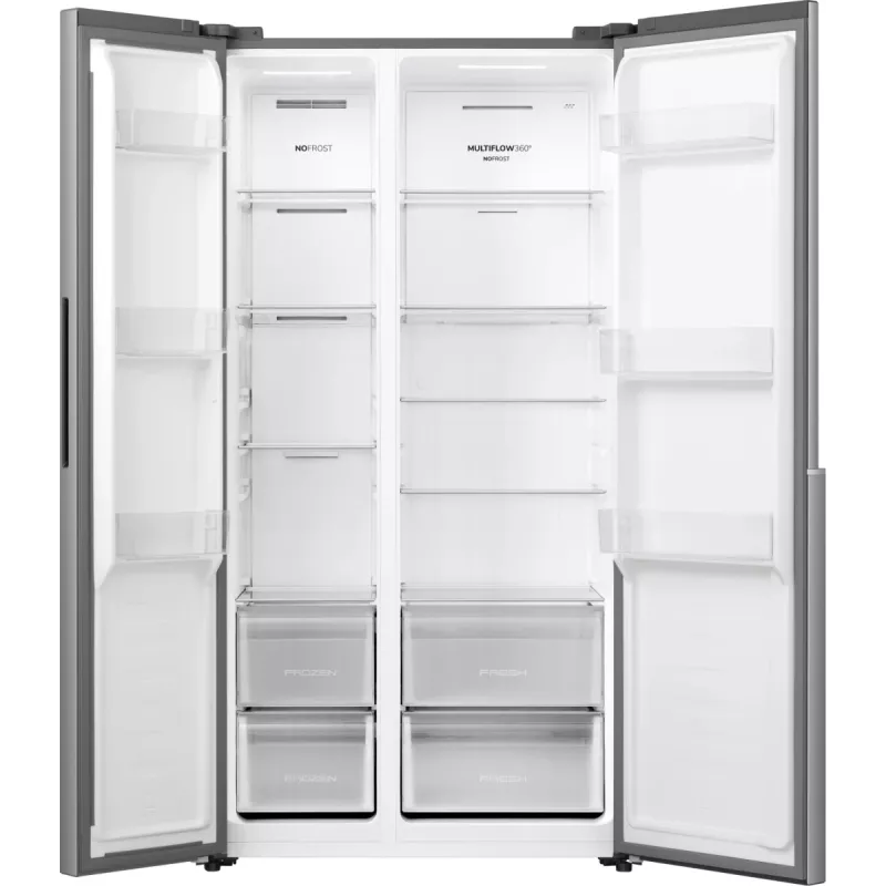 Gorenje Side by side NRS917E41X SI, Brīvi stāvošs, Amerikāņu durvis, Pelēks, 2 durvis, Skārienvadība, LED