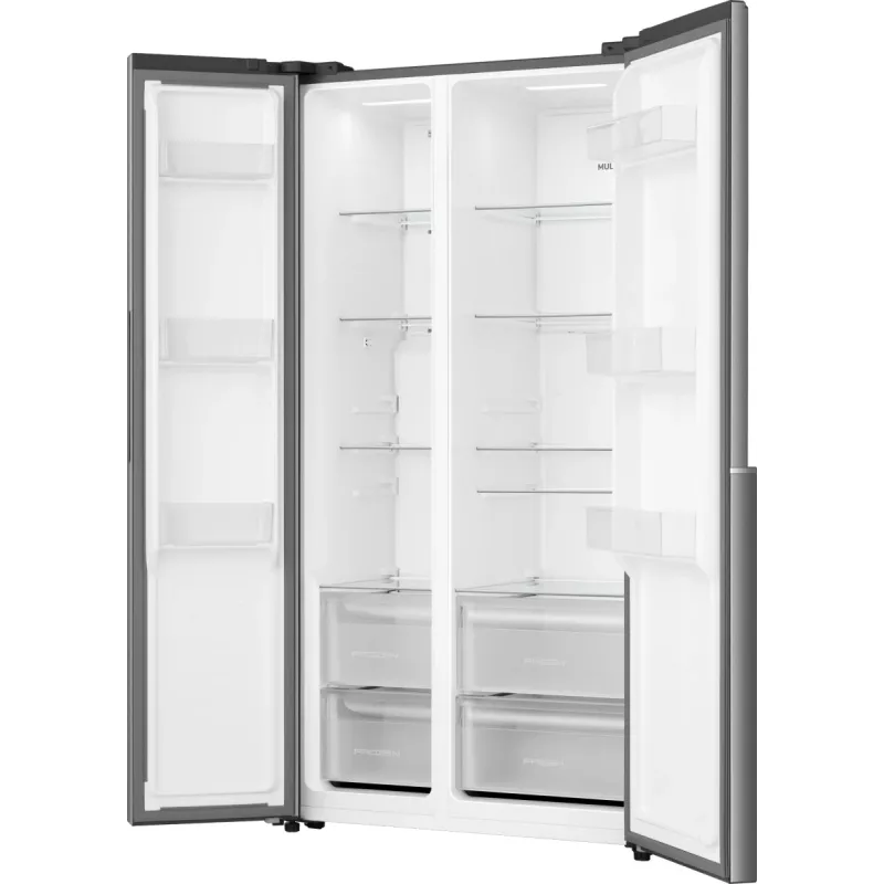 Gorenje Side by side NRS917E41X SI, Brīvi stāvošs, Amerikāņu durvis, Pelēks, 2 durvis, Skārienvadība, LED