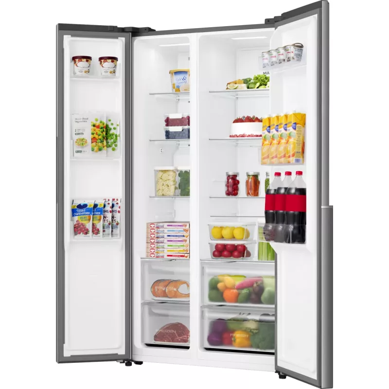 Gorenje Side by side NRS917E41X SI, Brīvi stāvošs, Amerikāņu durvis, Pelēks, 2 durvis, Skārienvadība, LED