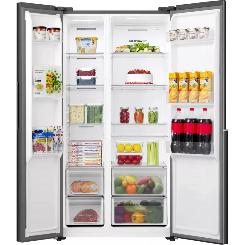 Gorenje HZF55082 NRS917E41BX G400, brīvi stāvošs, American door, melns, 2 durvis, skārienjūtīgs, LED