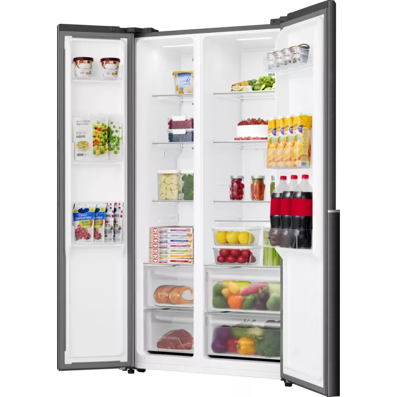Gorenje HZF55082 NRS917E41BX G400, brīvi stāvošs, American door, melns, 2 durvis, skārienjūtīgs, LED