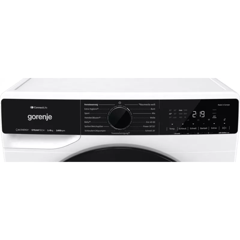 Gorenje WPNA84A2TS veļas mazgājamā mašīna ar priekšējo ielādi 8 kg 1400 apgr./min Melna, Balta