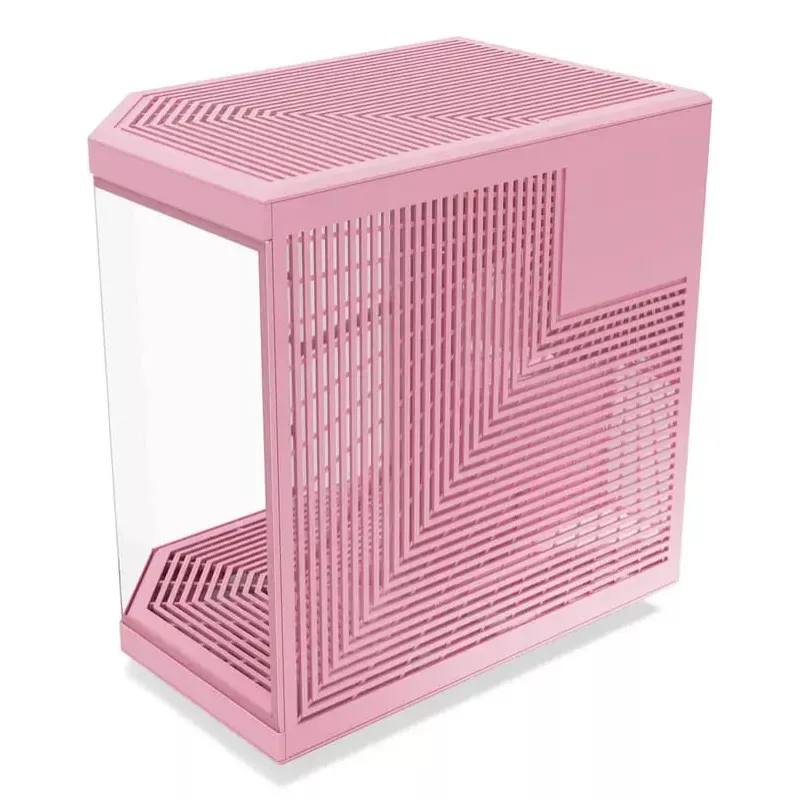 HYTE Y70 Milk Midi Tower PC korpuss, rozā — atbalsta 120/140 mm ventilatorus, 2,5 collu un 3,5 collu diskus, apakšējo barošanas bloku, 320×470×470 mm