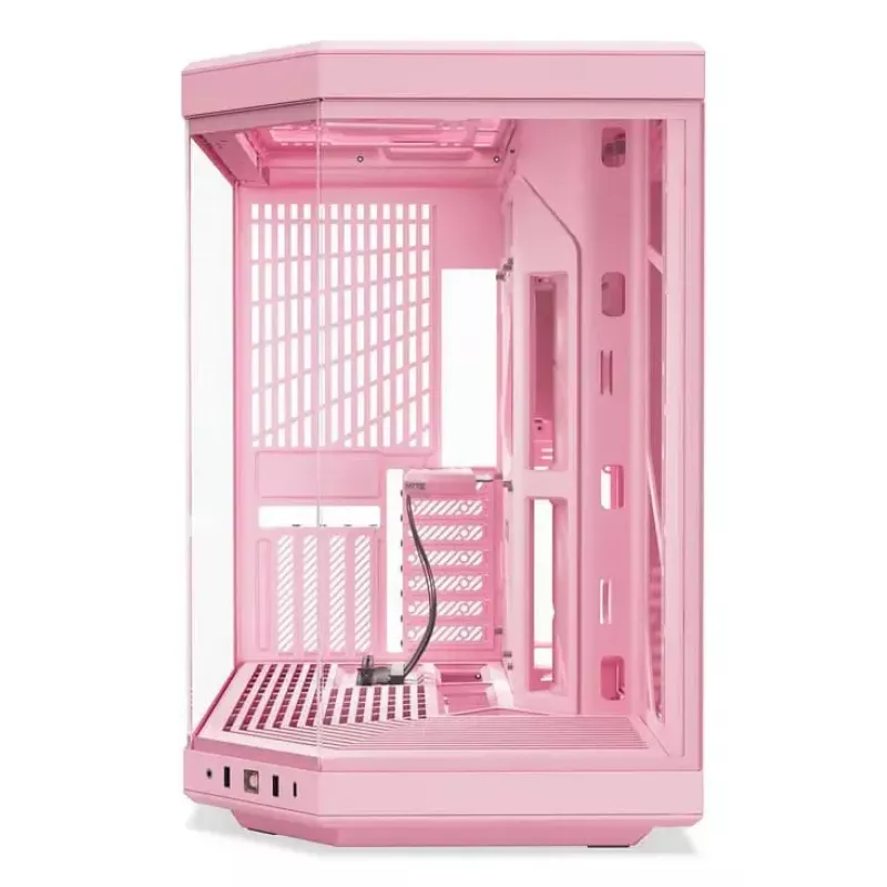 HYTE Y70 Milk Midi Tower PC korpuss, rozā — atbalsta 120/140 mm ventilatorus, 2,5 collu un 3,5 collu diskus, apakšējo barošanas bloku, 320×470×470 mm